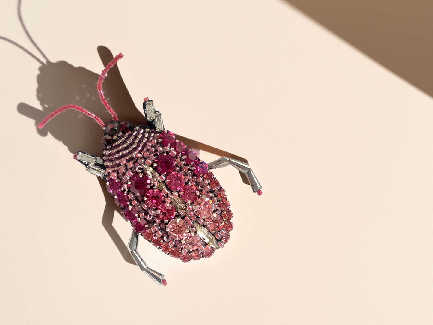 Pink Beetle Brooch