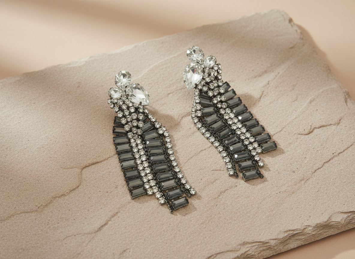 Grey Rhinestone earrings