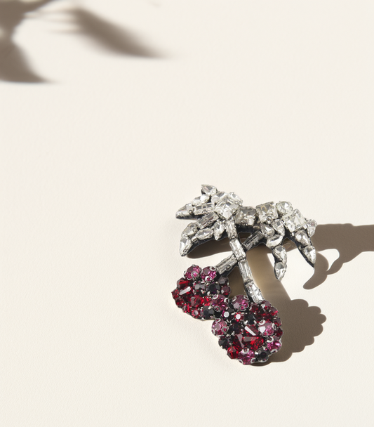 Crystal Cherry Brooch