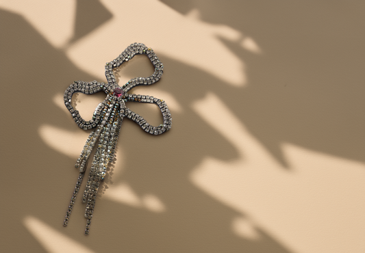 Grey Bow Brooch