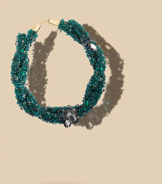 Emerald Twisted Tube Necklace