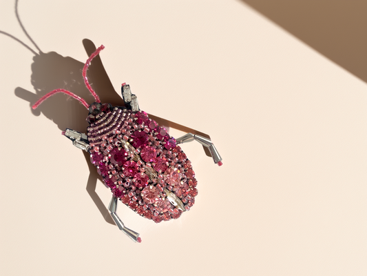 Pink Beetle Brooch