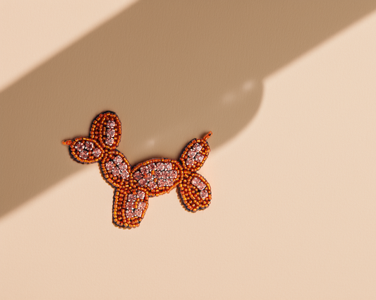Beaded Pup Brooch