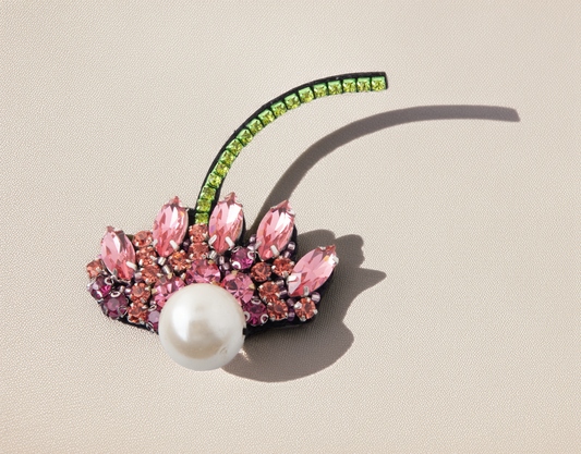 Pink Pearl Flower Brooch