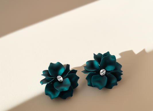 Green Bloom Studs Earrings