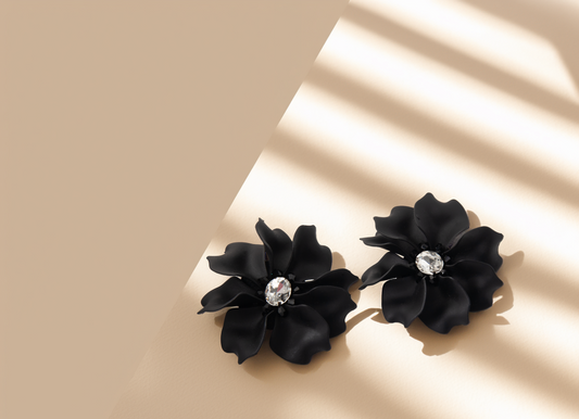 Black Bloom Studs Earrings