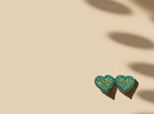 Green Heart Earrings