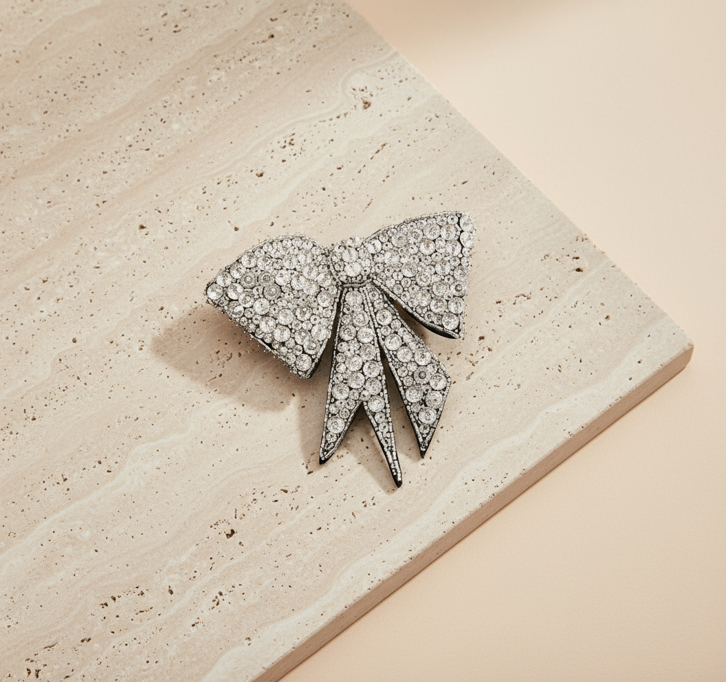 Silver Bow Brooch