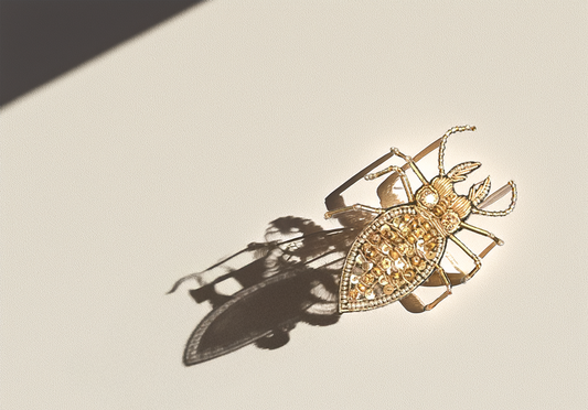 Gilded Bug Charm Brooch